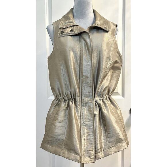 Coldwater Creek Outdoor Vest Jacket Size S 6-8 Tan Adjustable Full Zip - Picture 1 of 10